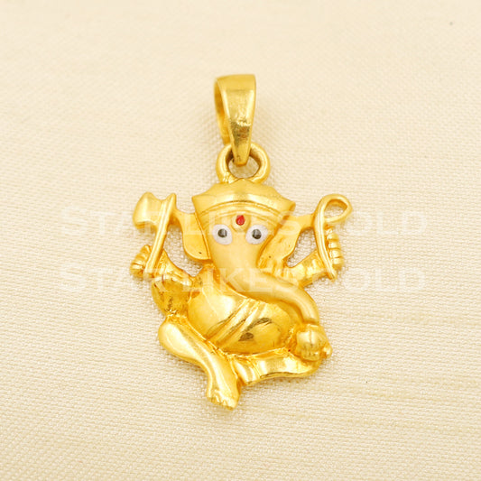 Ganeshji 22k Yellow Gold Handmade Pendant Jewelry, PR1189