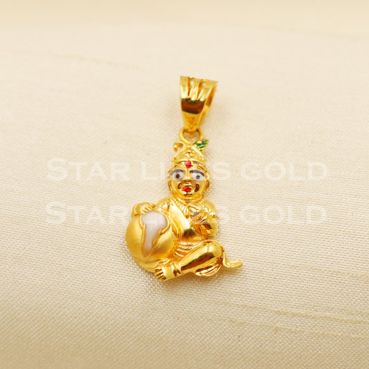 Bal Krishna 22k Yellow Gold Handmade Charms Pendant light weight Jewelry, PR1210