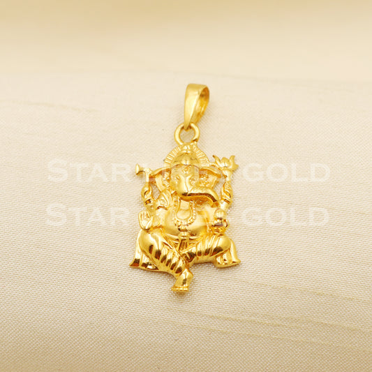 Ganeshji 22k Yellow Gold Handmade Charms Pendant light weight Jewelry, PR1213