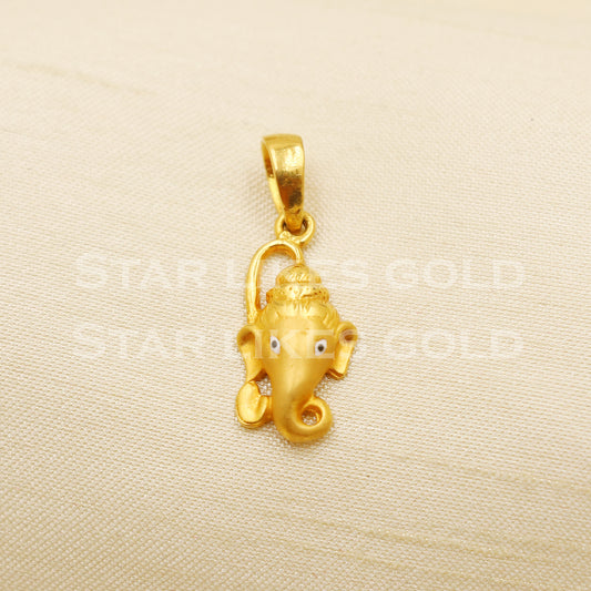 Ganeshji 22k Yellow Gold Handmade Charms Pendant light weight Jewelry, PR1214