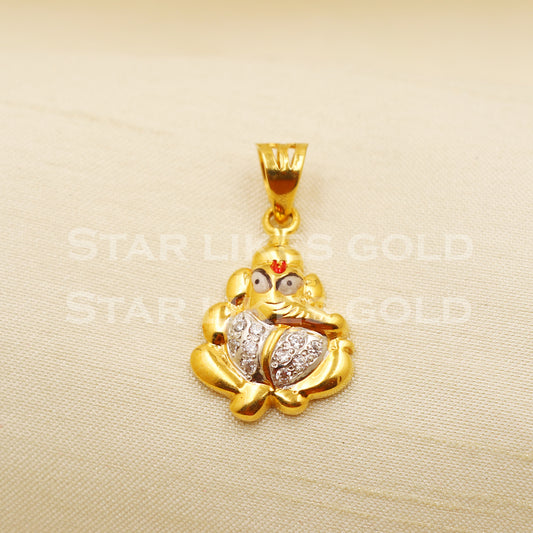 Ganeshji 22k Yellow Gold Handmade Charms Pendant light weight Jewelry, PR1216