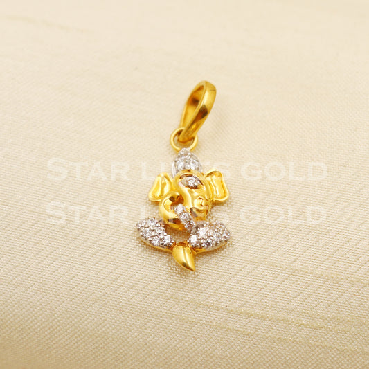 Ganeshji 22k Yellow Gold Handmade Charms Pendant light weight Jewelry, PR1218