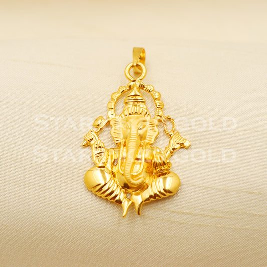 Ganeshji 22k Yellow Gold Handmade Charms Pendant light weight Jewelry, PR1219