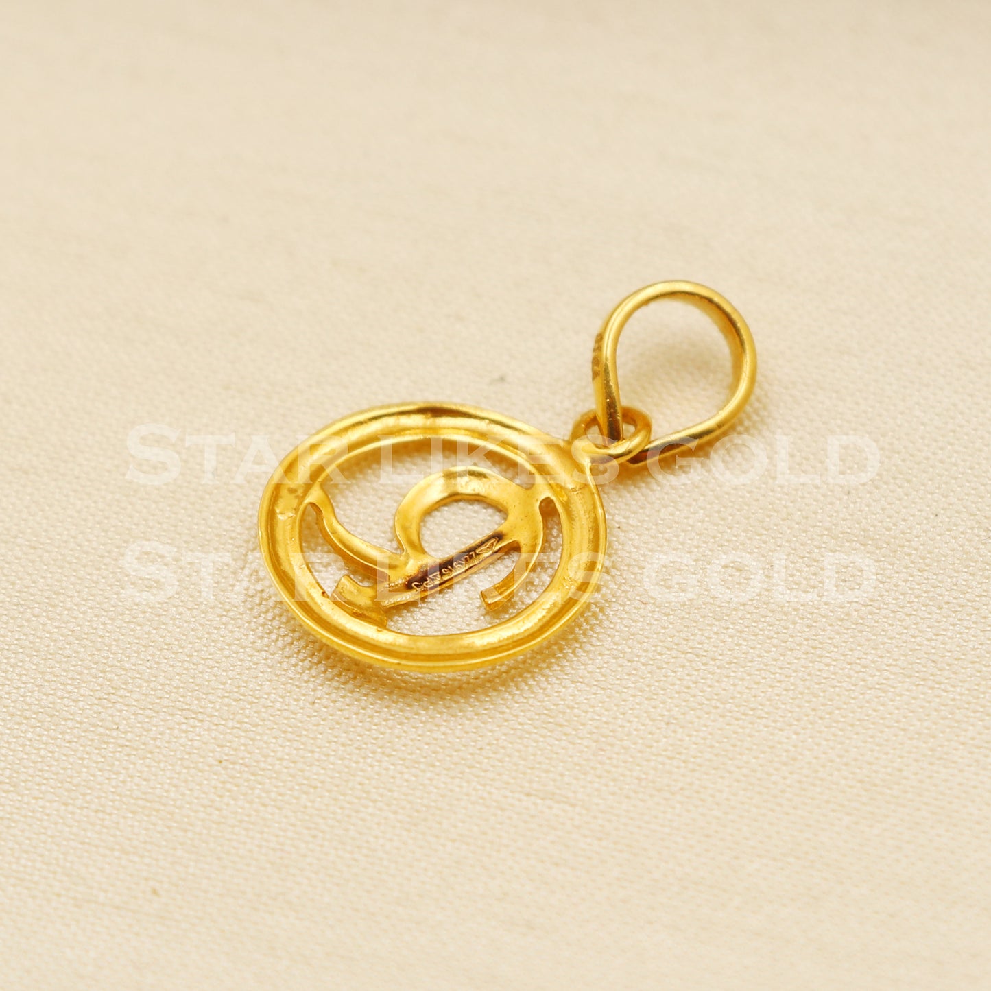 R Name Initial 22k Yellow Gold Handmade Charms Pendant light weight Jewelry, PR1221