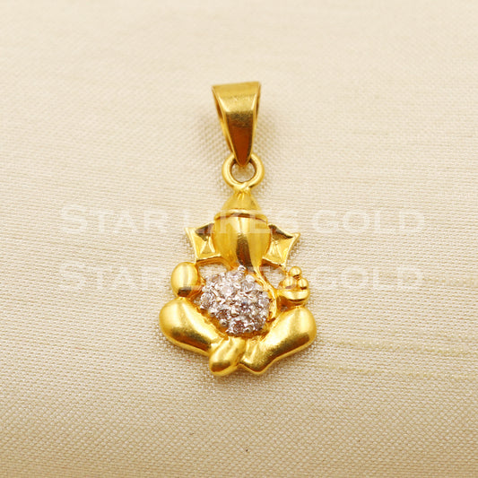 Ganeshji 22k Yellow Gold Handmade Charms Pendant light weight Jewelry, PR1233