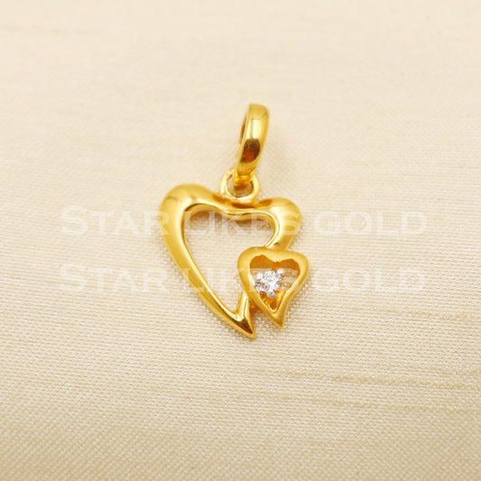 Heart 22k Yellow Gold Handmade Pendant Jewelry, PR1242