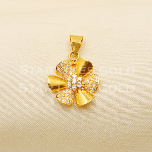 Flower 22k Yellow Gold Handmade Pendant Jewelry, PR1244