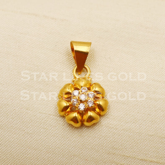 Zircons 22k Yellow Gold Handmade Pendant Jewelry, PR1254