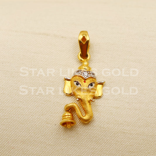 Ganeshji with bell 22k Yellow Gold Handmade Pendant Jewelry, PR1264