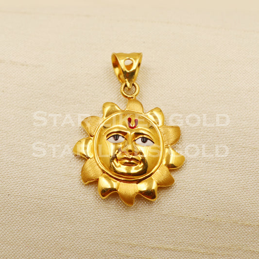 Sun 22k Yellow Gold Handmade Pendant Jewelry, PR1265