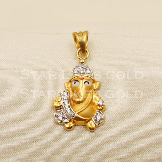 Ganeshji 22k Yellow Gold Handmade Pendant Jewelry, PR1267
