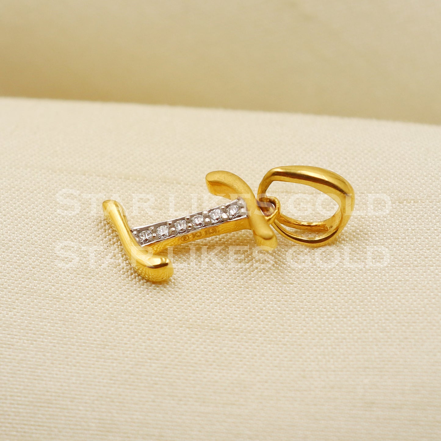 I ALPHABET 18k Yellow Gold Handmade Pendant light weight Jewelry, PR1268