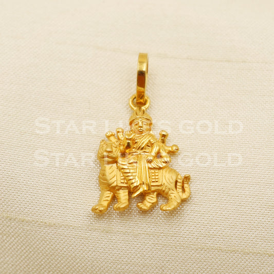 Durga Devi Goddess 22k Yellow Gold Handmade Pendant light weight Jewelry, PR1273