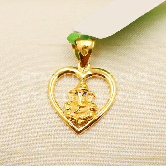 Enameled Ganeshji 22k Yellow Gold Handmade Pendant Jewelry, PR1277