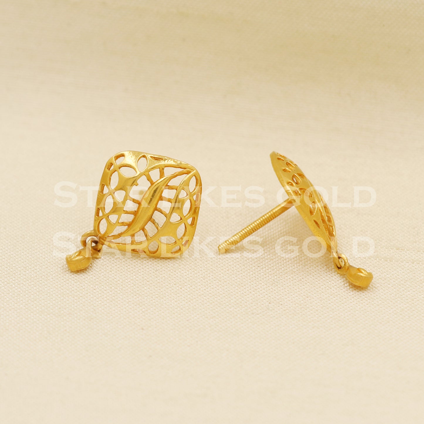 Beautiful 22k 22 karat gold dangle earrings, PR1291