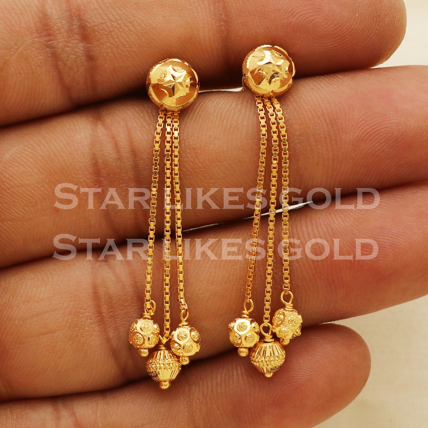 Stunning 22k 22 karat gold dangle earrings, PR1298