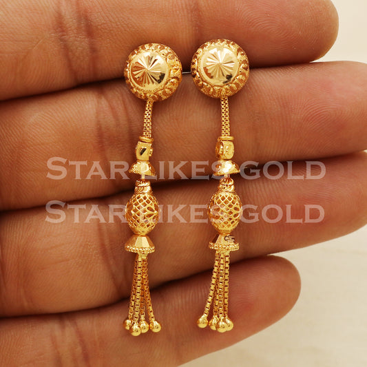 Stunning 22k 22 karat gold dangle earrings, PR1300