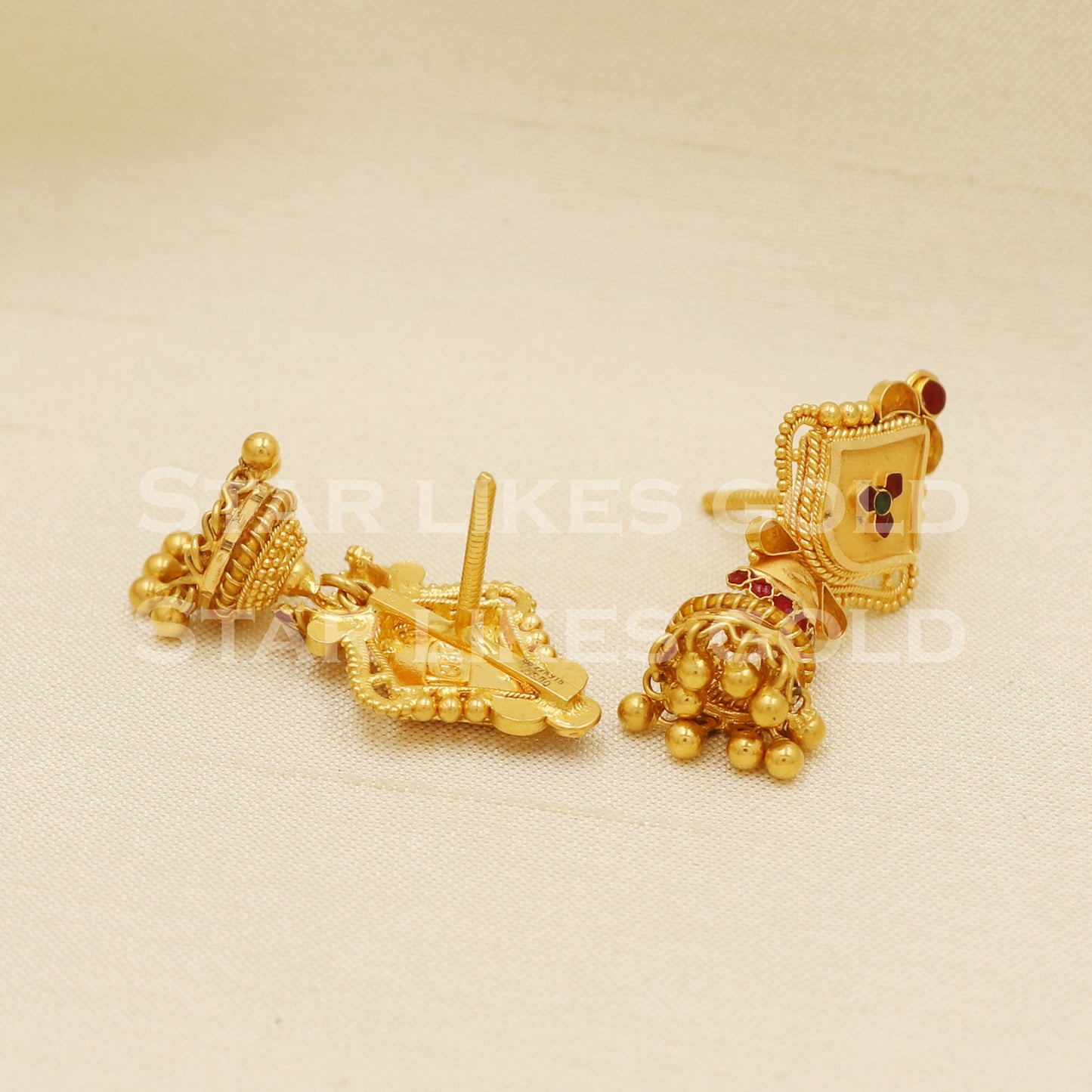 Beautiful 22k 22 karat gold jhumki stud earrings, PR1307