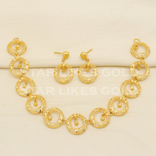 Fine 22KT 22 Karat GOLD Filigree NECKLACE Earrings set Jewelry, Indian jewelry, Perfect Gift for Loved Ones, PR1412