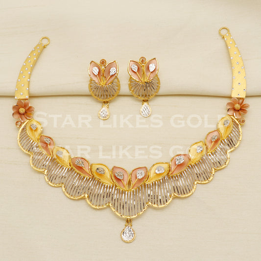 Stunning 22KT 22 Karat GOLD Filigree NECKLACE Multi Tone Jewelry, Indian jewelry, Perfect Gift for Loved Ones, PR1426
