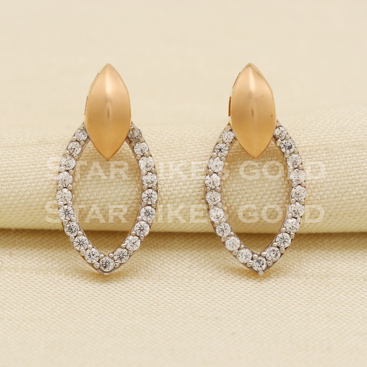 White Stones 18KT 18 Karat Rose GOLD NECKLACE Zircons Jewelry, Indian jewelry, Perfect Gift for Loved Ones, PR1430