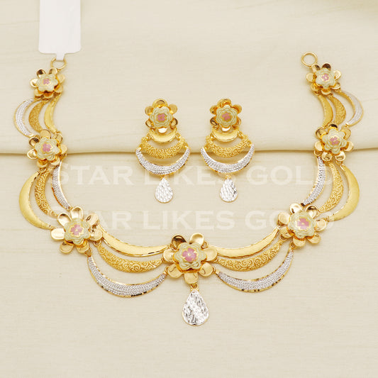Tow Tone 22KT 22 Karat GOLD NECKLACE Bling Jewelry, Indian jewelry, Perfect Gift for Loved Ones, PR1437