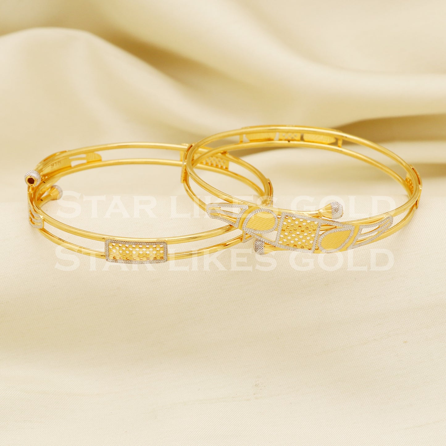 22 karat 22k gold Handmade Bangle Bracelet Pair jewelry, PR1477