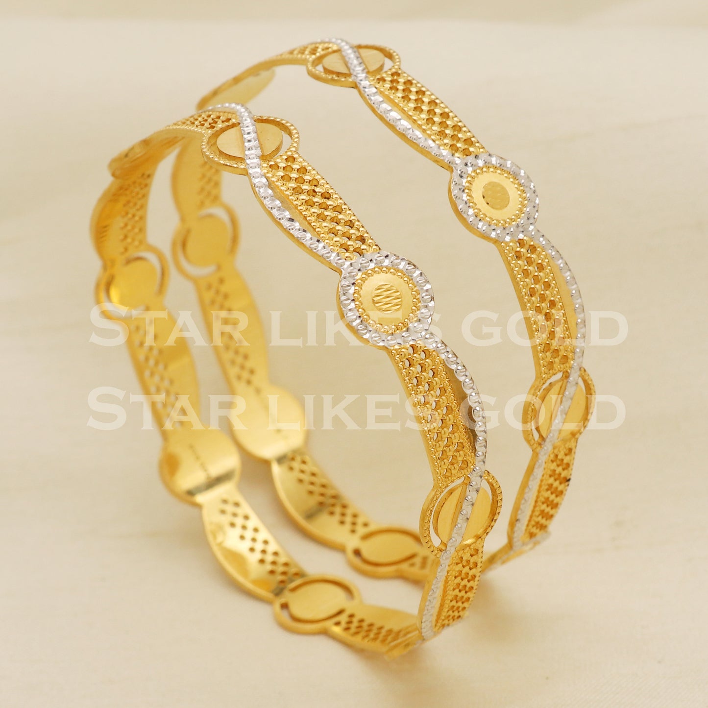 22 karat 22k gold Handmade Bangle Bracelet Pair jewelry, PR1482