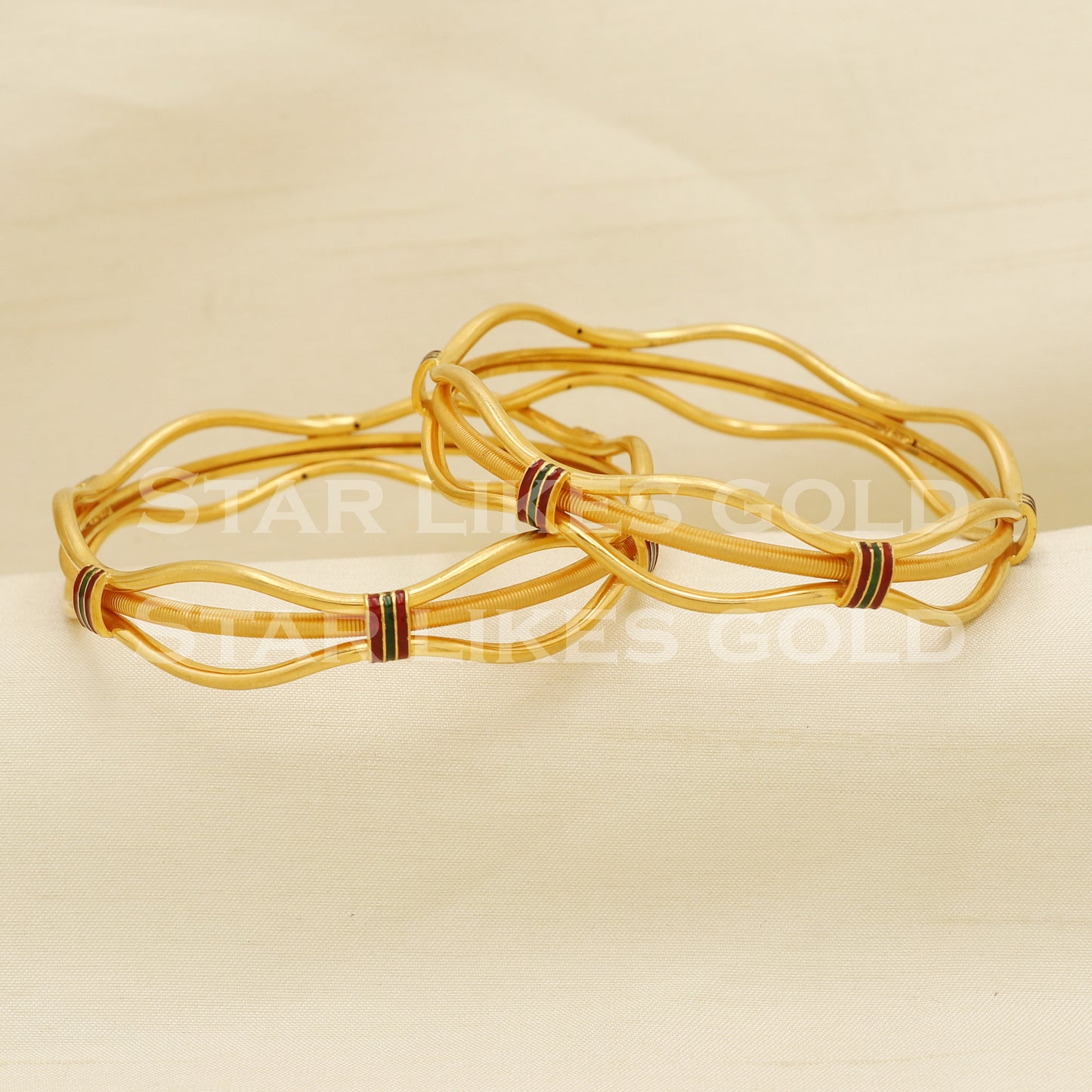 22 karat 22k gold Handmade Bangle Bracelet Pair jewelry, PR1489