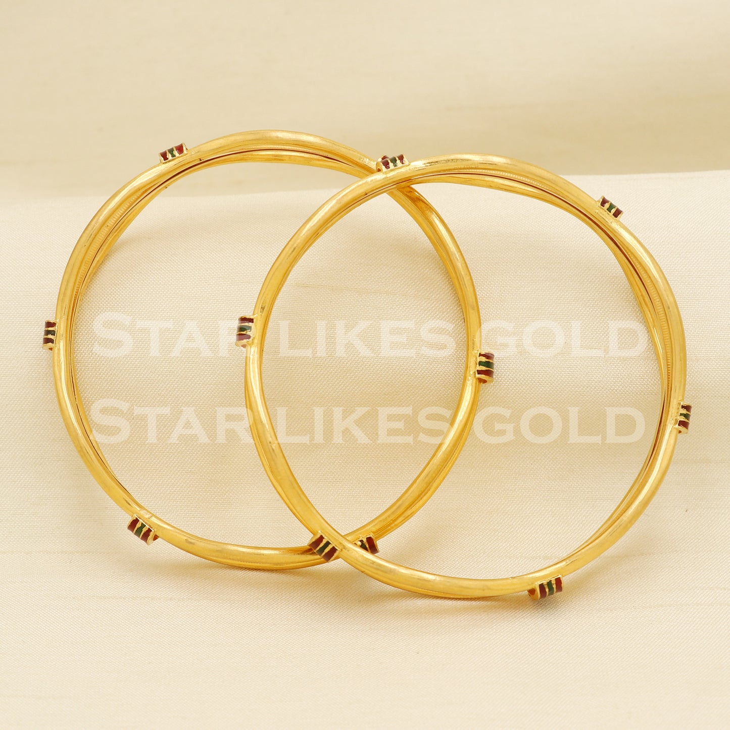 22 karat 22k gold Handmade Bangle Bracelet Pair jewelry, PR1489