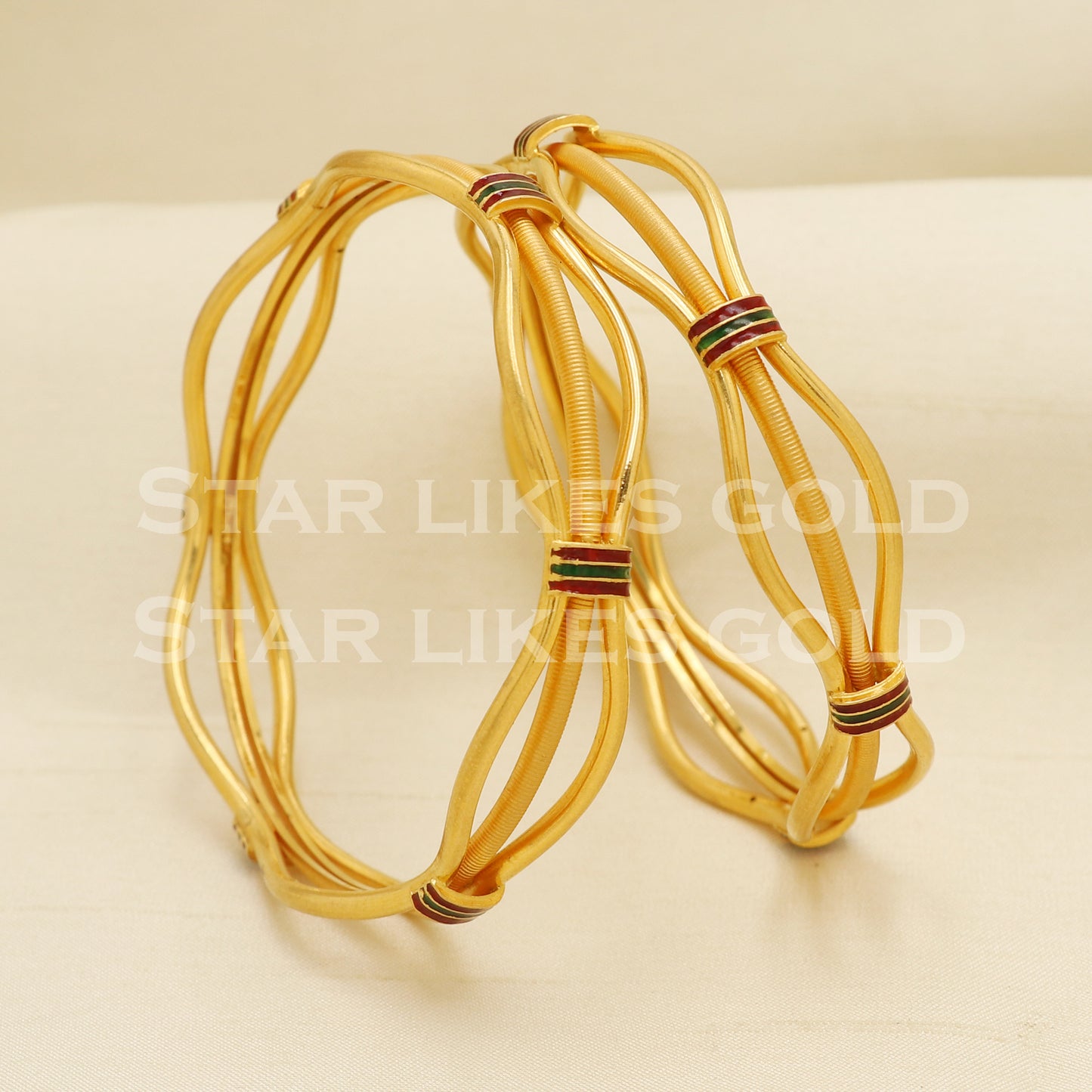 22 karat 22k gold Handmade Bangle Bracelet Pair jewelry, PR1489