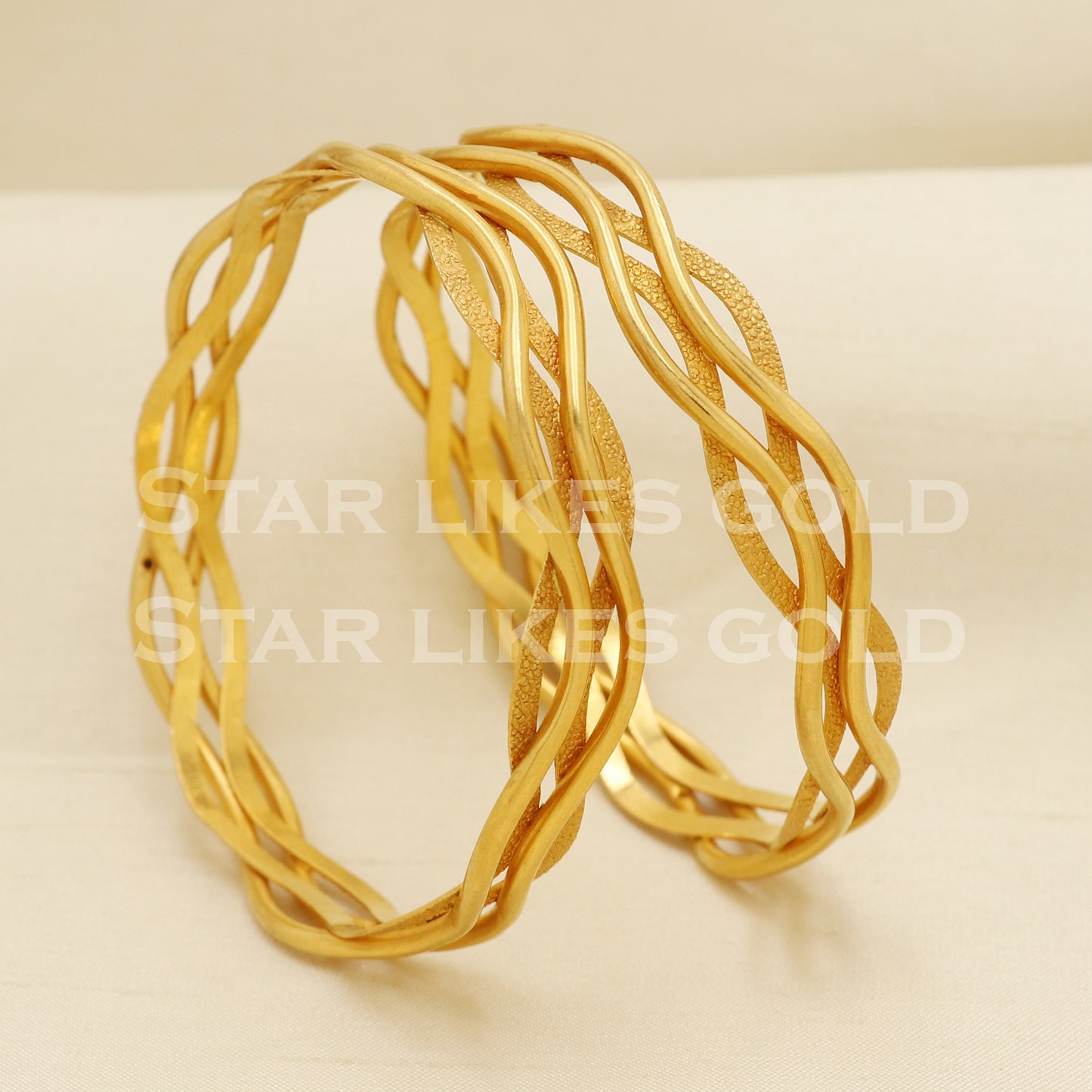 22 karat 22k gold Handmade Bangle Bracelet Pair jewelry, PR1491