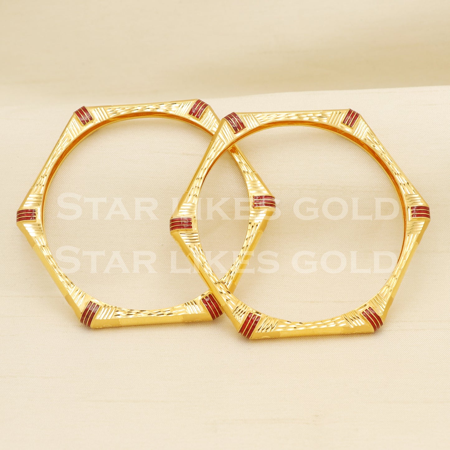 22 karat 22k gold Handmade Bangle Bracelet Pair jewelry, PR1492