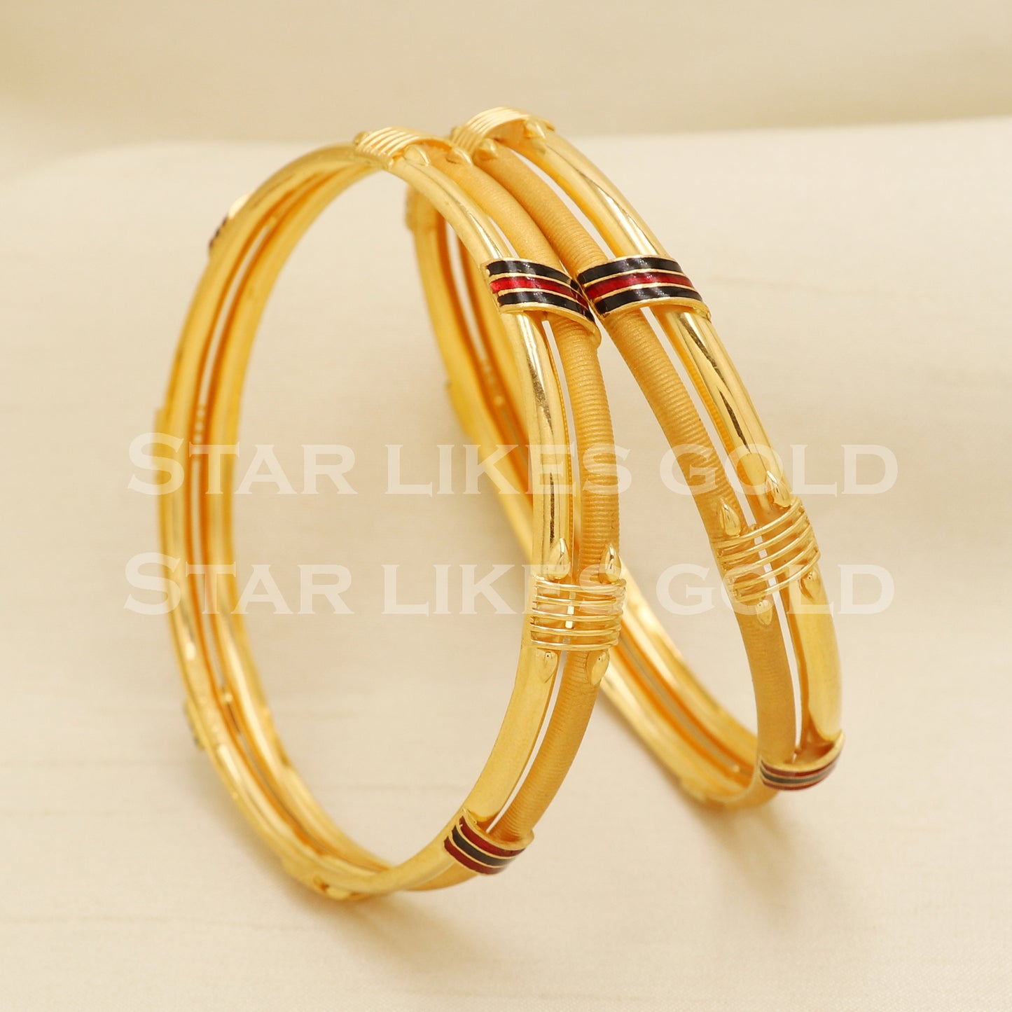 22 karat 22k gold Handmade Bangle Bracelet Pair jewelry, PR1494