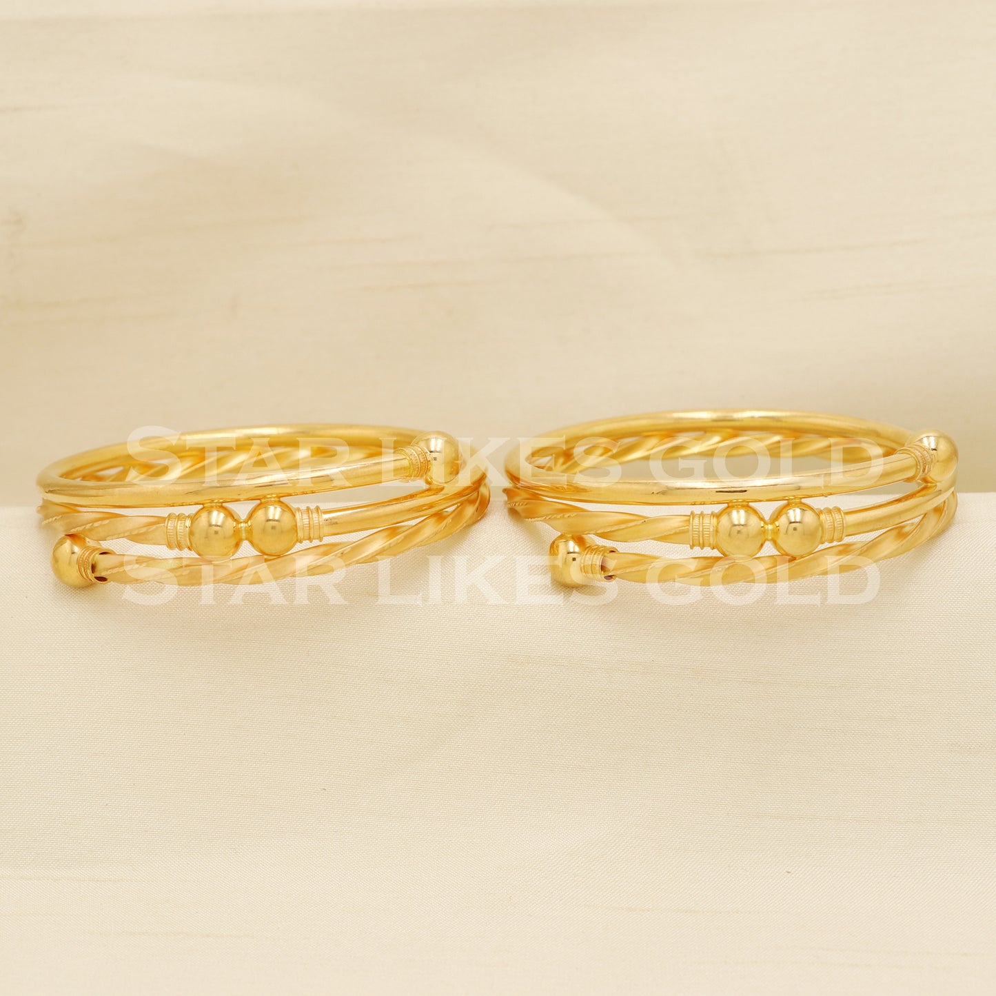 22 karat 22k gold Handmade Bangle Bracelet Pair jewelry, PR1496