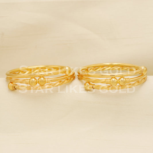 22 karat 22k gold Handmade Bangle Bracelet Pair jewelry, PR1496