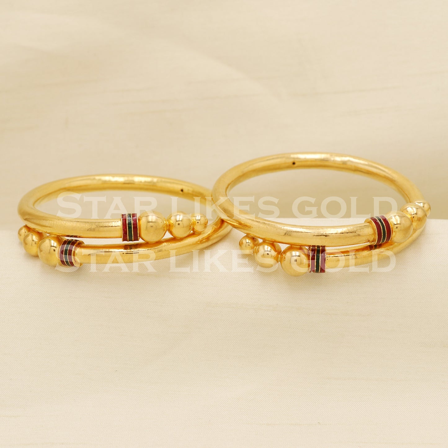 22 karat 22k gold Handmade Bangle Bracelet Pair jewelry, PR1498