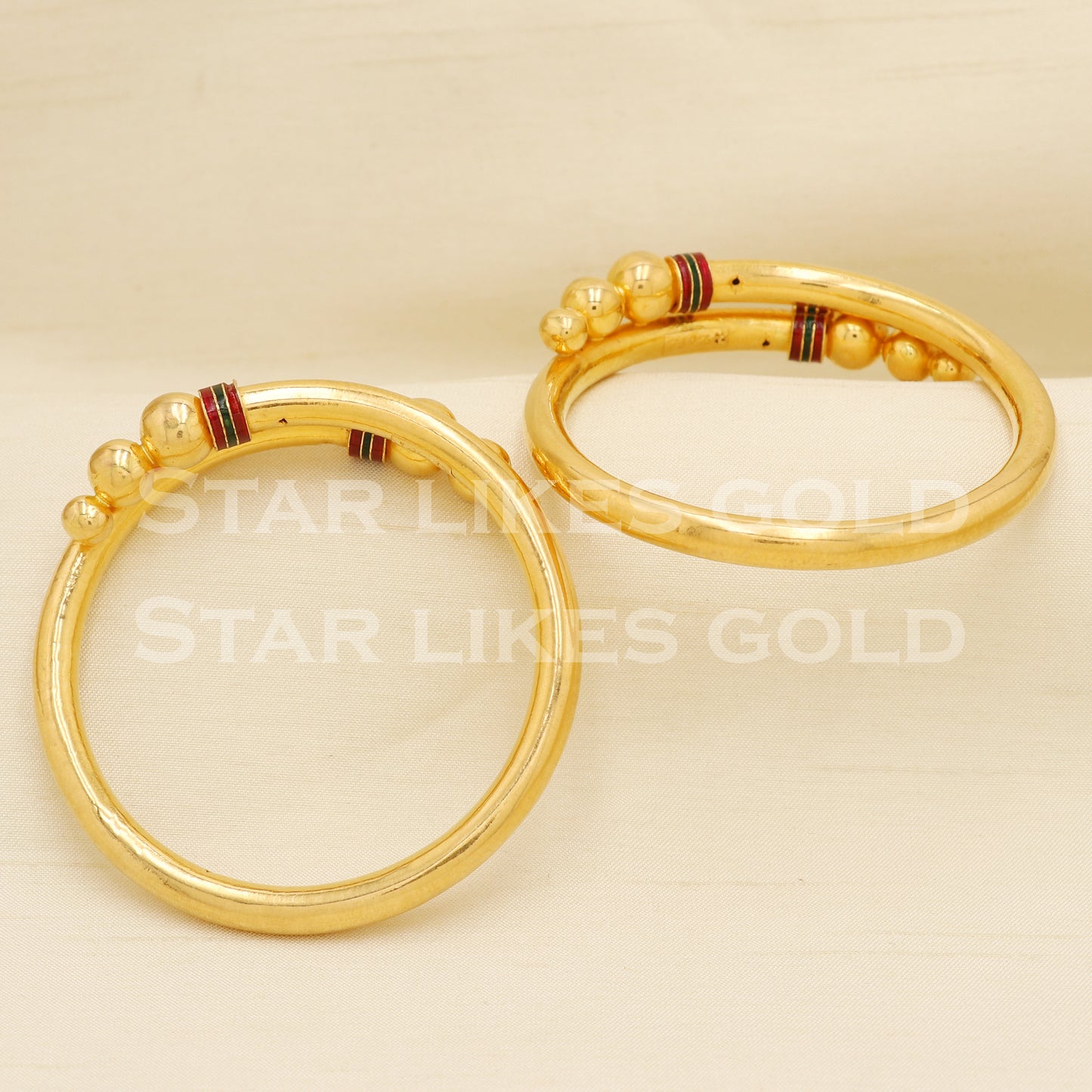 22 karat 22k gold Handmade Bangle Bracelet Pair jewelry, PR1498