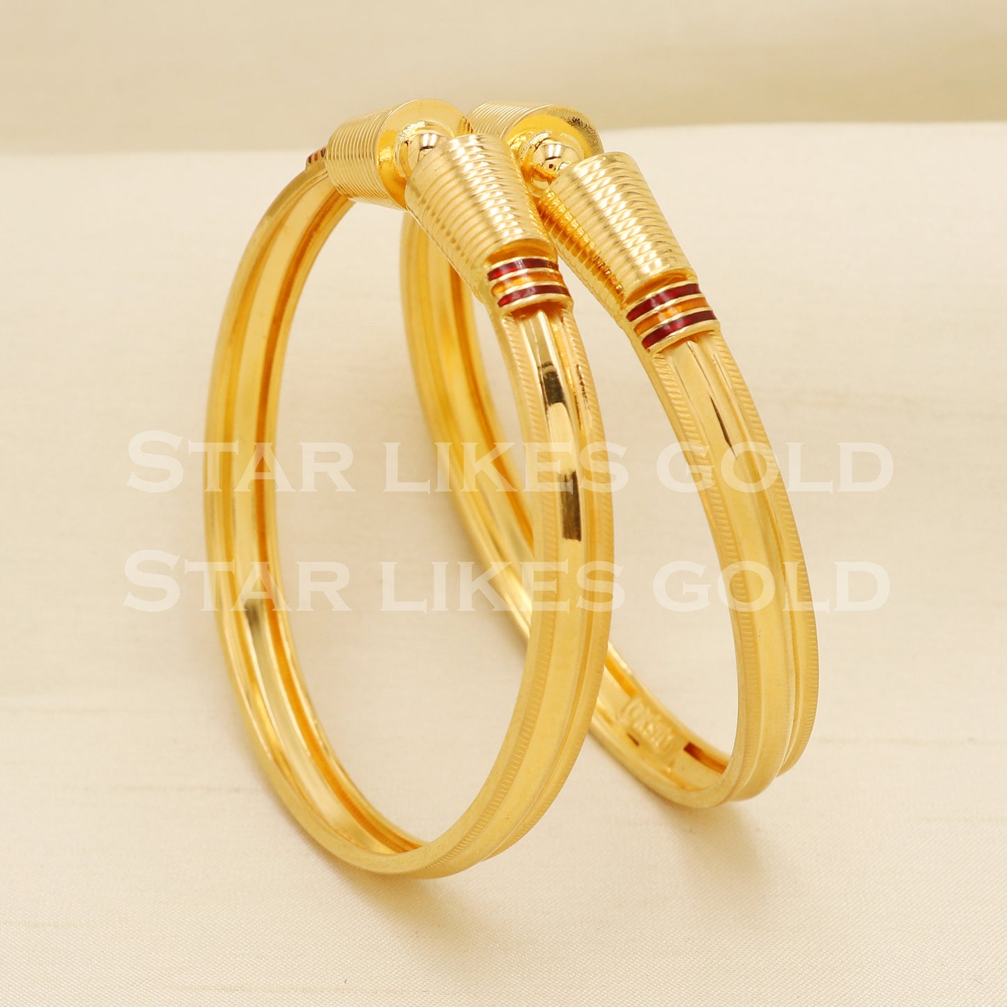 22 karat 22k gold Handmade Bangle Bracelet Pair jewelry, PR1500