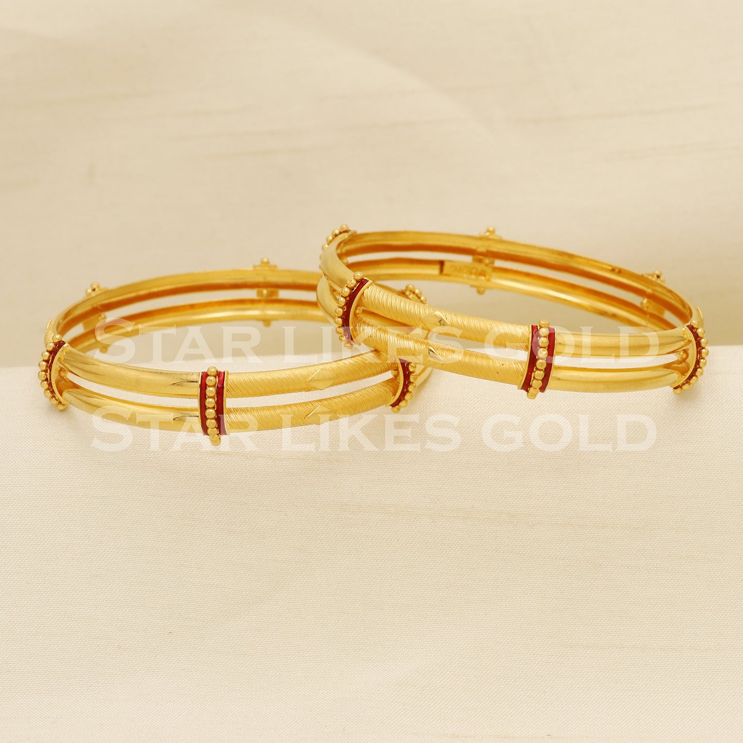 22 karat 22k gold Handmade Bangle Bracelet Pair jewelry, PR1501