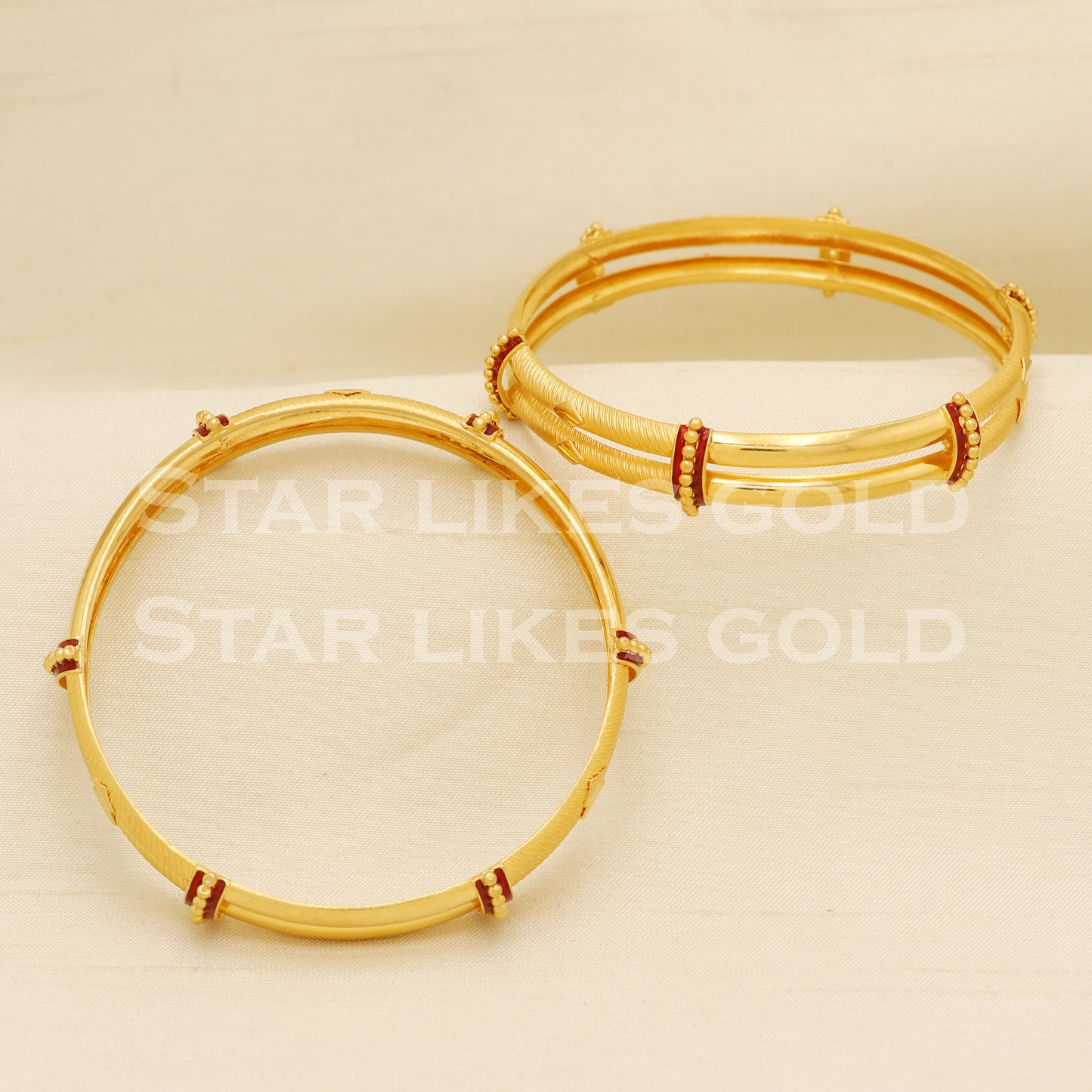 22 karat 22k gold Handmade Bangle Bracelet Pair jewelry, PR1501