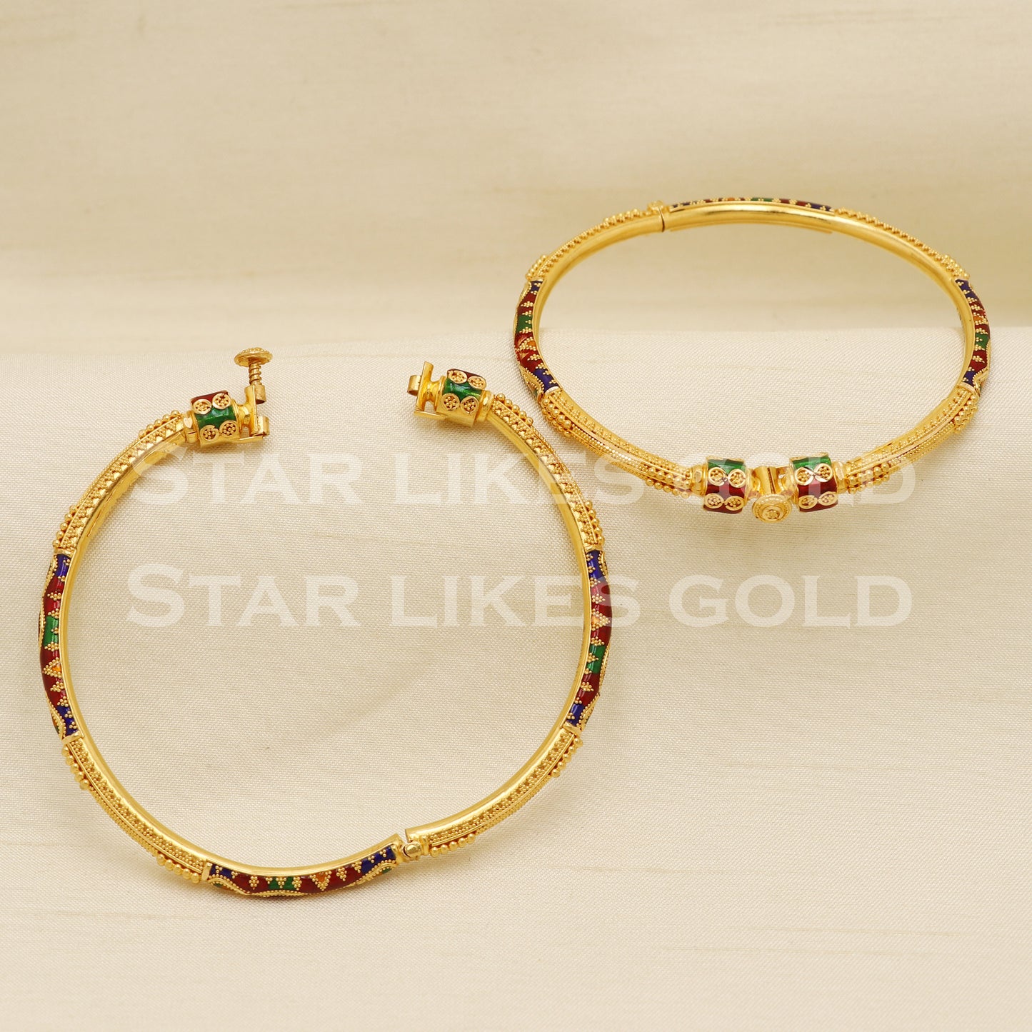 Indian 22 karat 22k gold Handmade Bangle Bracelet Pair jewelry, PR1502