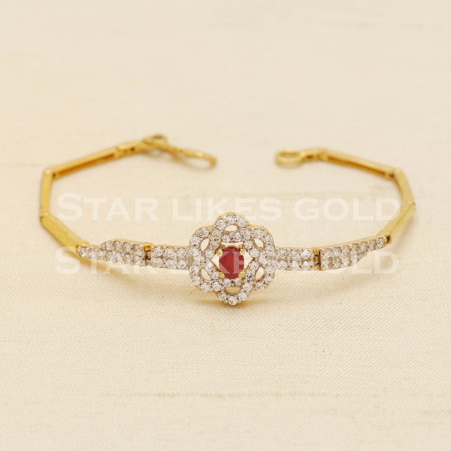18 karat 18k gold Ruby & Zircons Women Bracelet jewelry, PR1545