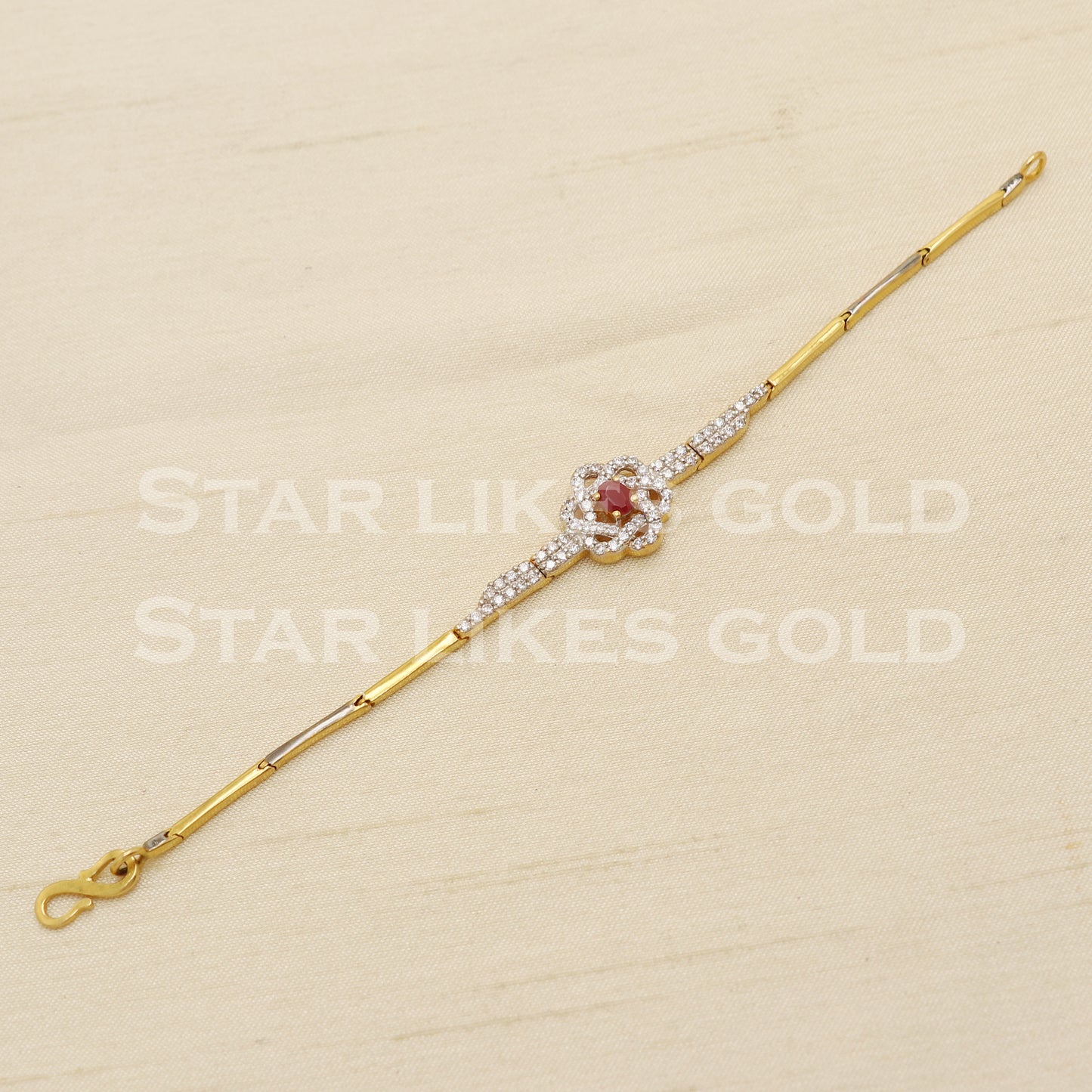 18 karat 18k gold Ruby & Zircons Women Bracelet jewelry, PR1545