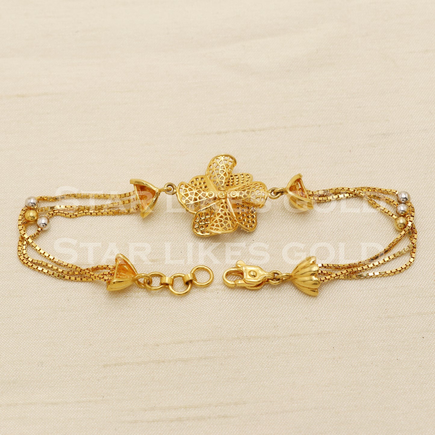 Flower 18 karat 18k gold Zircons Women Bracelet jewelry, PR1547