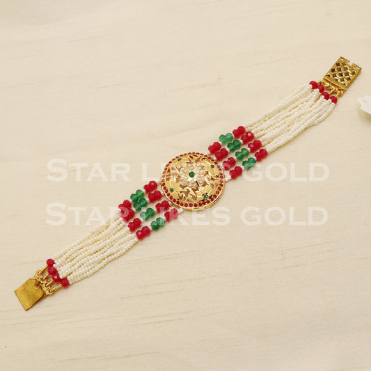 Multi Color Stones 22 karat 22k gold Bracelet Indian Traditional Jewelry for Wedding Gift, PR1562