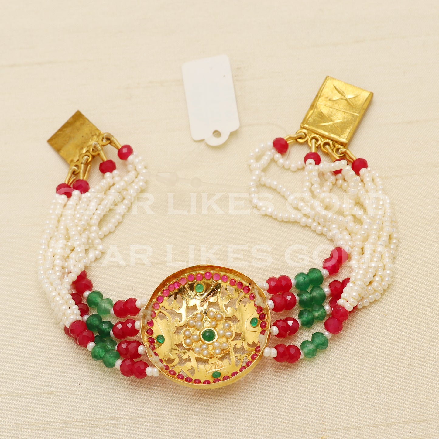 Multi Color Stones 22 karat 22k gold Bracelet Indian Traditional Jewelry for Wedding Gift, PR1565