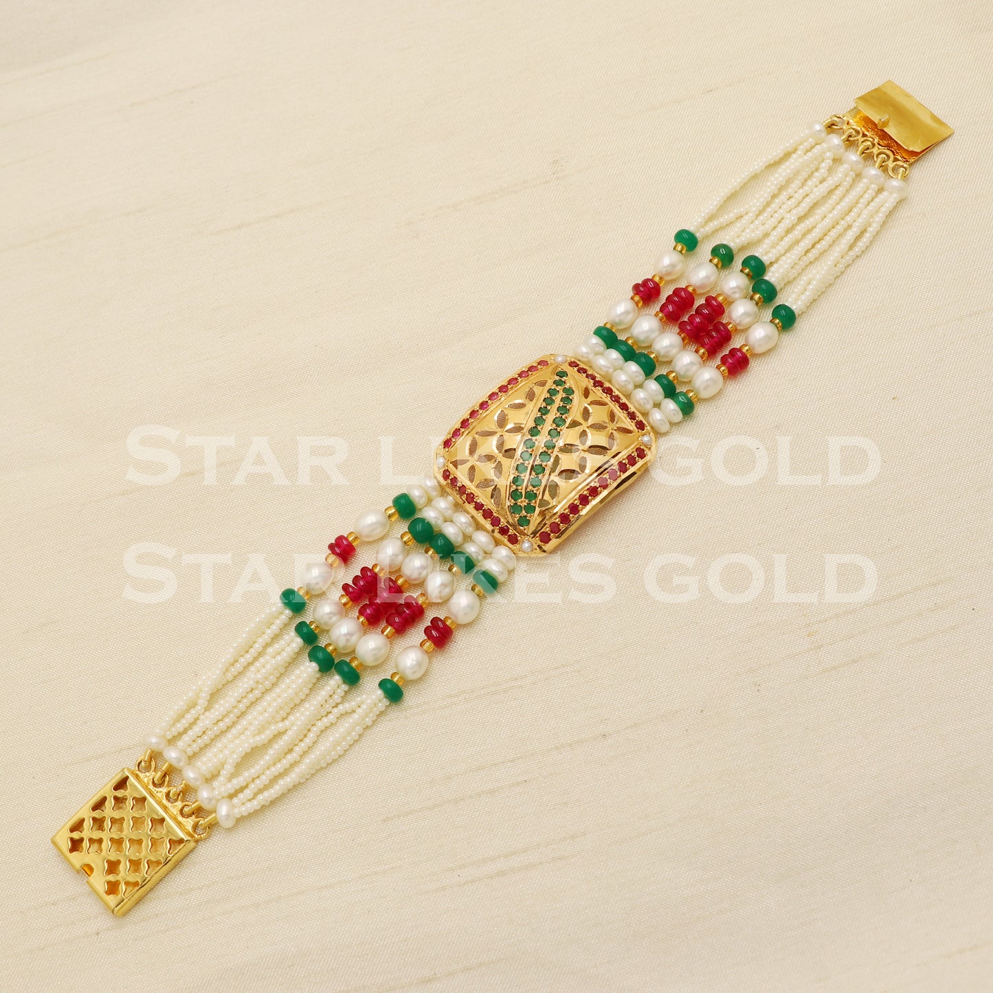 Multi Color Stones 22 karat 22k gold Bracelet Indian Traditional Jewelry for Wedding Gift, PR1567