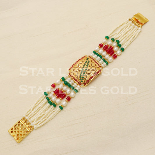 Multi Color Stones 22 karat 22k gold Bracelet Indian Traditional Jewelry for Wedding Gift, PR1567