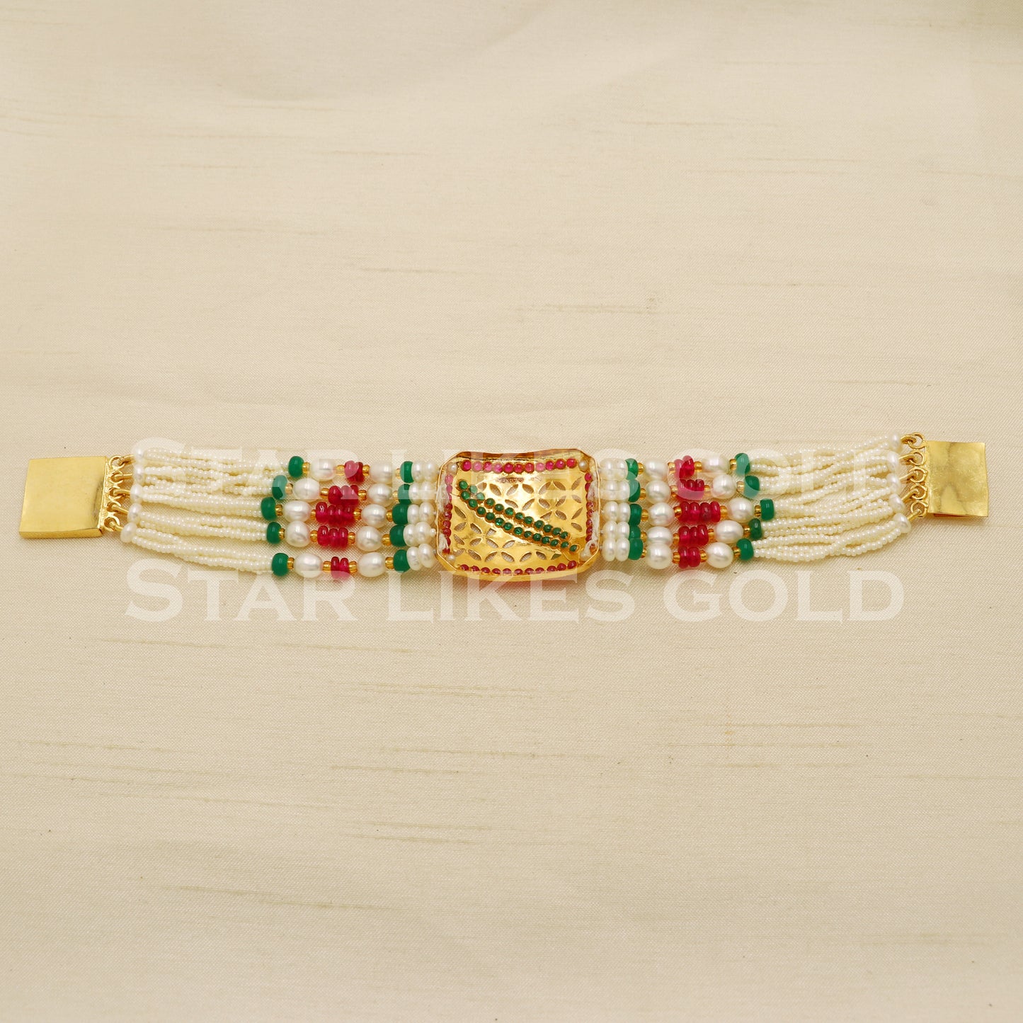 Multi Color Stones 22 karat 22k gold Bracelet Indian Traditional Jewelry for Wedding Gift, PR1567